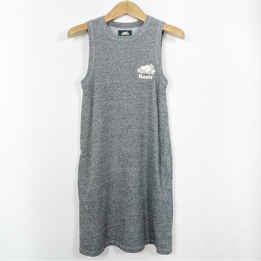 Roots Grey Salt & Pepper Sweatshirt Sleeveless Crewneck Mini Dress‎ Size Small